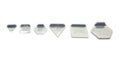 Six small calibration weights on white background Royalty Free Stock Photo