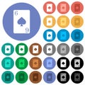 Six of spades card round flat multi colored icons Royalty Free Stock Photo