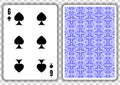 Six of spades playing card, isolated on transparent background. Vector illustration. Royalty Free Stock Photo