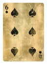 Six of Spades Vintage playing card - isolated on white Royalty Free Stock Photo