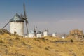 Six Spanish windmills in a row