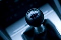 Six speed gear shifter in car Royalty Free Stock Photo