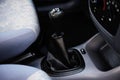 Six-speed manual shift car gear lever. Royalty Free Stock Photo