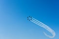 Six sports aircraft in the sky Royalty Free Stock Photo