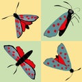 Six spot burnet butterfly seamless vector pattern background. Day flying moth illustration.Scottish coastal insect