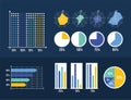 six statistics infographics icons
