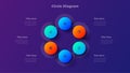 Six Step Circle Diagram. 6 Step Gradient Infographic Template for Presentation, Process Mapping and Business Flow Visualization Royalty Free Stock Photo