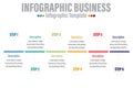 Six 6 steps, six 6 option Business info graphics template with option number work flow four steps