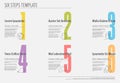 Six steps progress template with nice typography Royalty Free Stock Photo