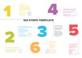 Six steps progress template with nice typography Royalty Free Stock Photo