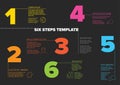 Six steps progress template with nice typography Royalty Free Stock Photo