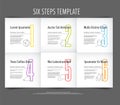 Six steps progress template on white folded paper Royalty Free Stock Photo