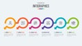 Six steps timeline infographic template with circular arrows.