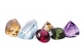 Six stones. Row of perfect shining gems. Dazzling luxury jewerly