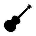Six string acoustic guitar silhouette. Flat vector illustration isolated on white Royalty Free Stock Photo