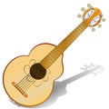 Six string ,acoustic guitar . Vector illustration . Musical instrument . Royalty Free Stock Photo