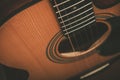 Six String Classical Acoustical Guitar Closeup Royalty Free Stock Photo