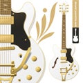 Detailed illustration of a white semi-acoustic electric guitar Royalty Free Stock Photo