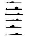 Six submarine silhouettes Royalty Free Stock Photo