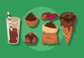 six sweet cocoa icons