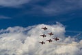 six Swiss army planes against a blue sky Royalty Free Stock Photo