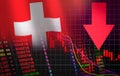 Six swiss exchange market stock crisis red market price down chart fall Business and finance money crisis background red negative Royalty Free Stock Photo