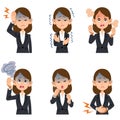 Six symptoms of illness in working women wearing a suit