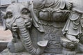 Six teeth white elephant-Stone statue Royalty Free Stock Photo