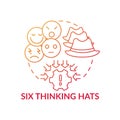 Six thinking hats red gradient concept icon