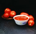 Six tomatoes tomatoes for a souce Royalty Free Stock Photo