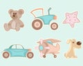 Six toys set Royalty Free Stock Photo