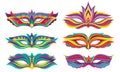 Various Bright Colorful Carnival Masks Vector Illustrations Set Royalty Free Stock Photo