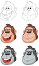 illustrations of cheerful monkey faces