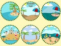 Six Vintage Island and Summer Time Theme Royalty Free Stock Photo