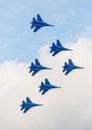 Six war jet planes in sky Royalty Free Stock Photo