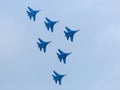 Six war jet planes in sky Royalty Free Stock Photo