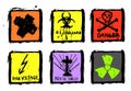 Six warning signs,grungy,vector eps Royalty Free Stock Photo
