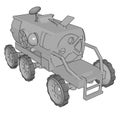 A six wheeler vehicle space vector or color illustration