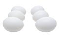 Six white eggs on white background Royalty Free Stock Photo