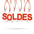 Six white hangtags with SOLDES