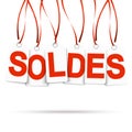 Six white hangtags with SOLDES Royalty Free Stock Photo