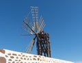 Six wing rectangular female windmill on the Canary Island. Royalty Free Stock Photo