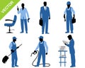 Six workers silhouettes Royalty Free Stock Photo