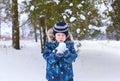 The six-year-old boy stands in the wood Royalty Free Stock Photo