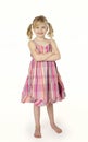 Six Year Old Girl Standing on White Background Royalty Free Stock Photo