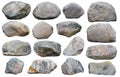 Sixteen big granite stones