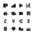 Sixteen black computer icons