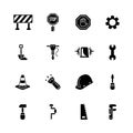 Sixteen black computer icons