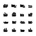 Sixteen black computer icons