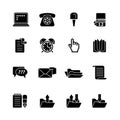 Sixteen black computer icons